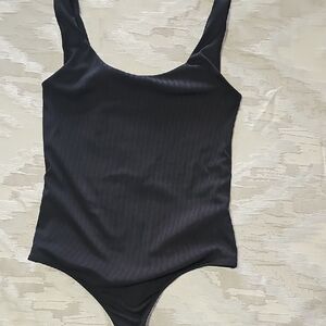 Express Black Ribbed Scoop Neck Bodysuit